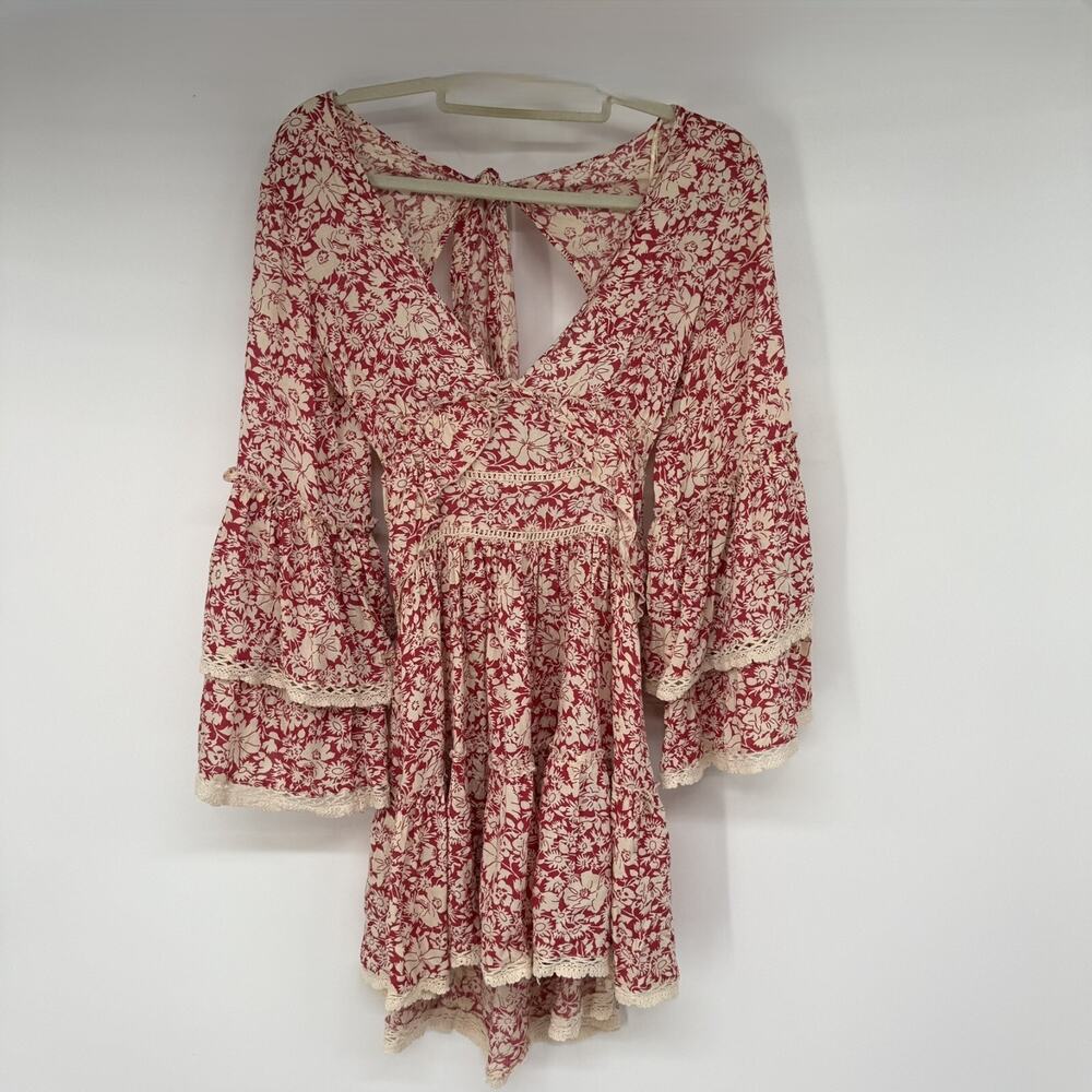 Free People Pink Floral Lace-Trim Mini Dress - Picture 2 of 11